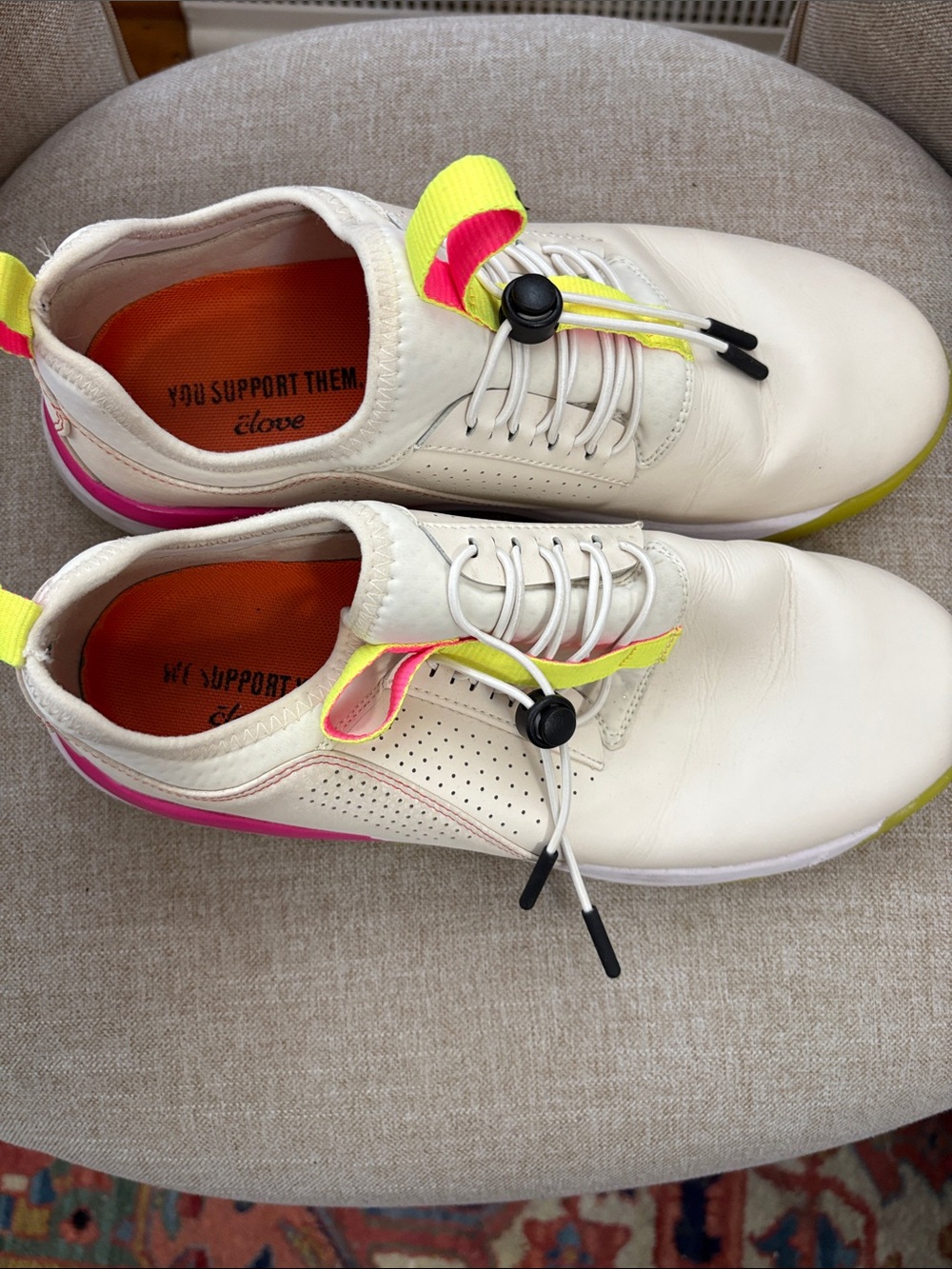 Women’s Cream Sneakers with Neon Yellow & Pink Accents